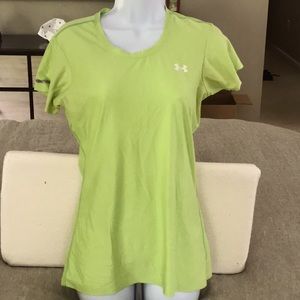 Women’s under armor, chartreuse, athletic shirt, size medium